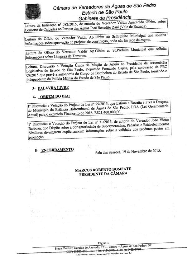 Imagem PAUTA 18ª SESSÃO ORDINÁRIA 2015, FLS.3 Selecione a Imagem