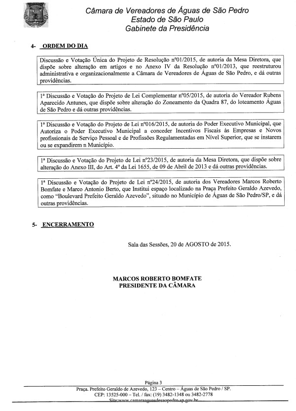 Imagem PAUTA 12ª SESSÃO ORDINÁRIA DE 2015, FLS.03 Selecione a Imagem
