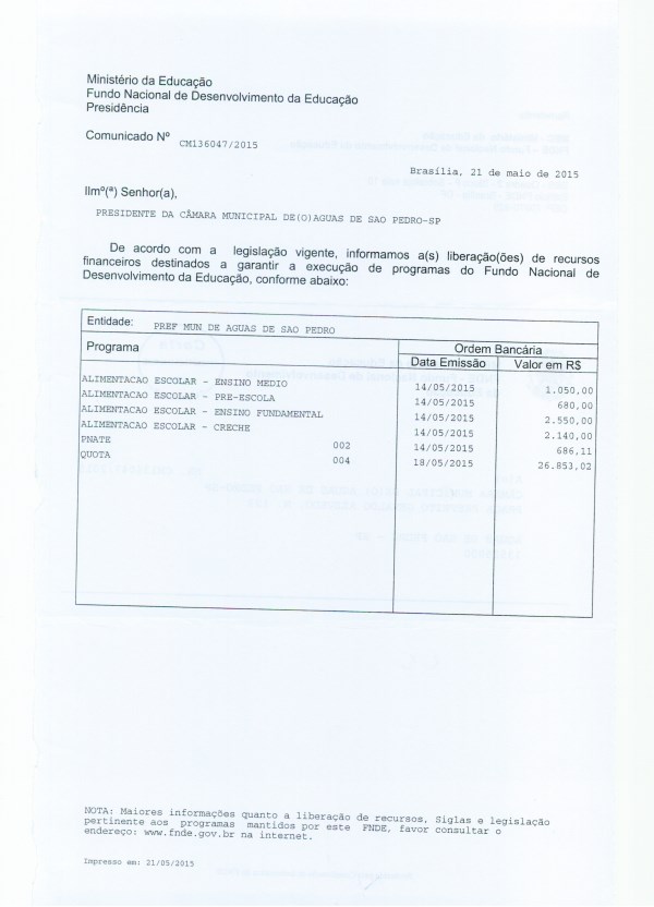 Imagem Comunicado de Repasses- Ministério da Educação Selecione a Imagem