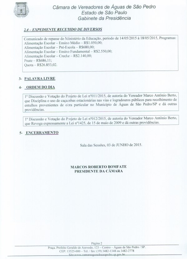 Imagem PAUTA 9ª SESSÃO ORDINÁRIA,fls.II 08.06.2015 Selecione a Imagem